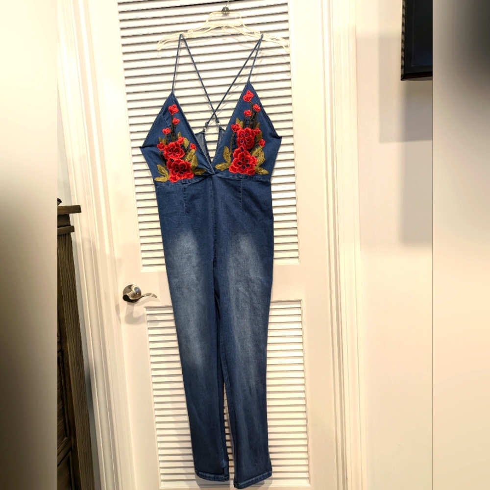 Fashion Nova Size XL Jeans Jumpsuit
